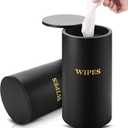 Refillable Wet Wipes Dispenser Disinfecting Wipe Container with Magnetic Lid Stylish Decorative Bamboo Holder for Bathroom Kitchen Countertop Home Office Storage Cleaning(Black)