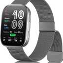 Meliya Metal Band for Amazfit Helio/Bip 6/Bip 5/GTR 4/GTR 3 Pro/3/2/2e/47mm/Balance Watch Band Women Men, 22mm Stainless Steel Metal Loop Replacement Straps for Garmin Venu 3/2/Vivoactive 4 (Space Gray)