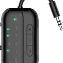 Bluetooth Transmitter Receiver, 2-in-1 V5.3 Wireless Adapter for Airplane, TV, PC, Gym, Switch. Supports up to 2 AirPods/Headphones. Audio Receiver for Car/Home Stereo,with AptX Low Latency & HD (Black)