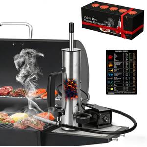 Portable Electric Smoke Generator, Adjustable Smoke Control, Fits 99% Pellet Smokers & Grills, Cold/Hot Smoking Modes for Meats/Salmon/Cheeses, with BBQ Smoker Guide