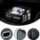 Leather Car Organizer Front Seat Organizer with Metal Handles, Dividable Black Car Caddy Organizer for Passenger Seat Organizer