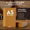 moonster Blank Journal Notebook Paper - A5 Journal Refill - for Refillable Leather Journal - Premium Milled Inserts Blank Sketch Book, Unlined Notepad 8.25 x 5.8 Inch, with 320 Pages 70gsm & Bookmark