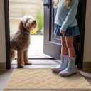 OLANLY Indoor Door Mat, 36x24, Dirt Resistant and Absorbent, Sturdy Non-Slip Rubber Backing, Easy to Clean, Washable Low-Profile Doormat for Entryway, Beige