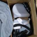 VEVOR Inflatable Hot Tub, 6 to 8 Person Capacity, 94.5 x 26in Round Portable Outdoor Spa, with 130 Soothing Jets, Headrest, LED Light, Cover, Multi-Function Control Panel, PVC Outdoor Hot Tub, Grey