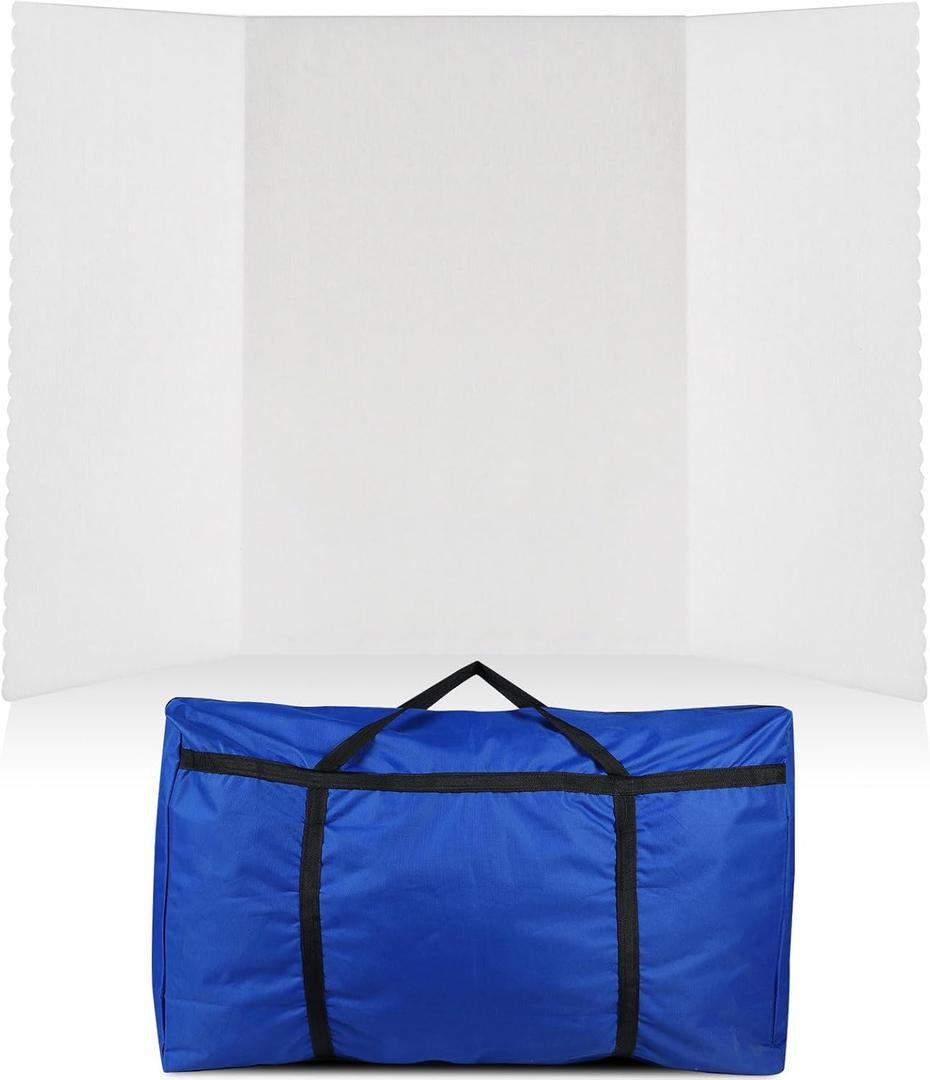 Paterr Trifold Poster Board with Storage Bag, Hook and Loop Fabric, Foldable 3 Panel Presentation Board for Science Fair and Exhibitions(White,72 x 36 Inch)