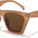 FEISEDY Vintage Square Cat Eye Sunglasses Women Trendy Cateye Sunglasses B2473 (Abrazine Brown)