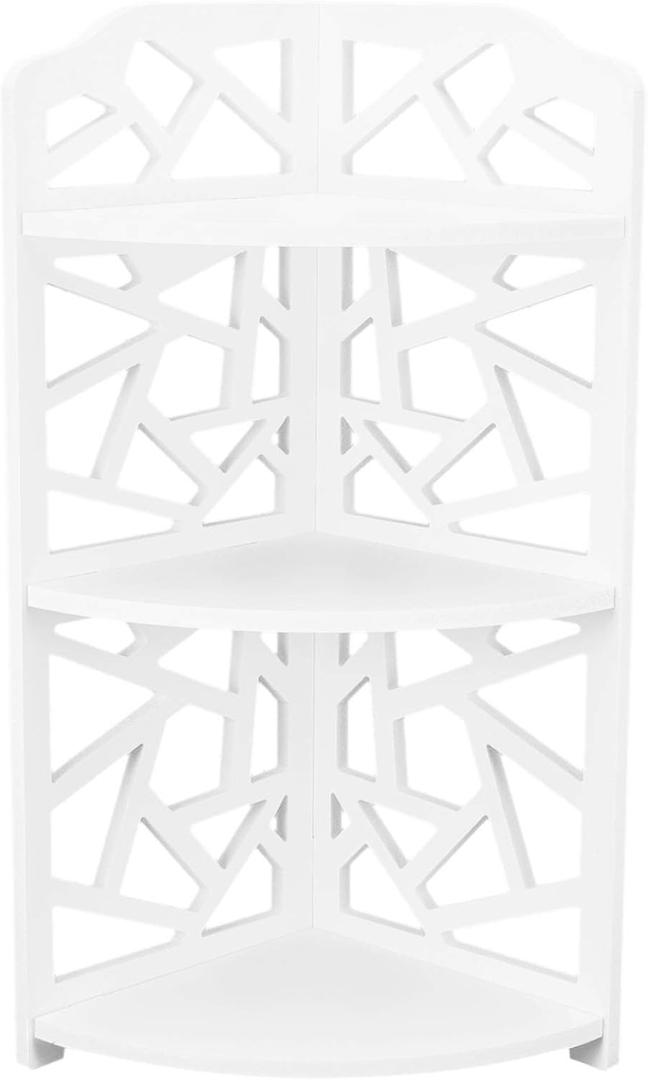 Jeanoko 3 Tier Small Corner Shelves, Plant Standing Rack for Small Spaces Bathroom Bedroom, Corner Bathroom Tables, 18.5x47x18cm/7.3x18.5x7.1in