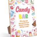Candy Bar Table Sign - Pink Sweet Candy Birthday Decor, Perfect for Birthday Party, Birthday Decorations, 811 Wooden Party Sign with Stand