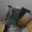 Bakers Rack with Power Outlet, Microwave Stand with Paper Holder, Coffee Bar Station with Glass Holder, 4-Tier Kitchen Storage Rack for Dining Room, Living Room, Rustic Brown HB02UBR