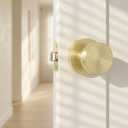 Goldenwarm Gold Door Knobs Passage, Zinc Alloy Keyless Brushed Gold Door Knobs Interior for Hallway & Closet & Living Room, Non-Locking Function, Adjustable & Reversible (4 Pack)