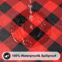 Smiry Round Picnic Tablecloth, Elastic Waterproof Fitted Vinyl Tablecloths for 36"-44" Tables, Flannel Backed Buffalo Plaid Table Cover for Dining, Camping, Outdoor, Black and Red