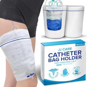 JJ CARE Catheter Bag Holder (Pack of 2), Fabric Nephrostomy Bag Holder, Washable & Reusable Foley Catheter Leg Bag, Urinary Drainage Bag Cover for Men & Women - Medium Size
