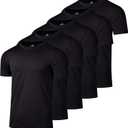 Real Essentials 5 Pack: Mens Short Sleeve Dry Fit Active Crew Neck T Shirt - Athletic Running Gym Workout Tee Tops (Large)