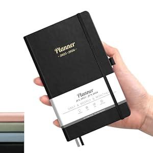 AHGXG Pocket Calendar Planner 2025-2026, Weekly and Monthly Academic Teacher Small Planner, JUL 2025 - JUN 2026, Mini Size, Hardcover, Inside Pocket, For Women Men School Home Office Supplies, 3.9''X 6.7'' - Black