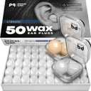 PQ Wax Ear Plugs for Sleeping, Swimming - 50 Noise Cancelling Silicone Gel Wax Earplugs, Ear Protection for Sleep and Swim, Soft Wax Pillows with Sound Blocking Level 32Db, (50 Pillows), Color: White (Classic)