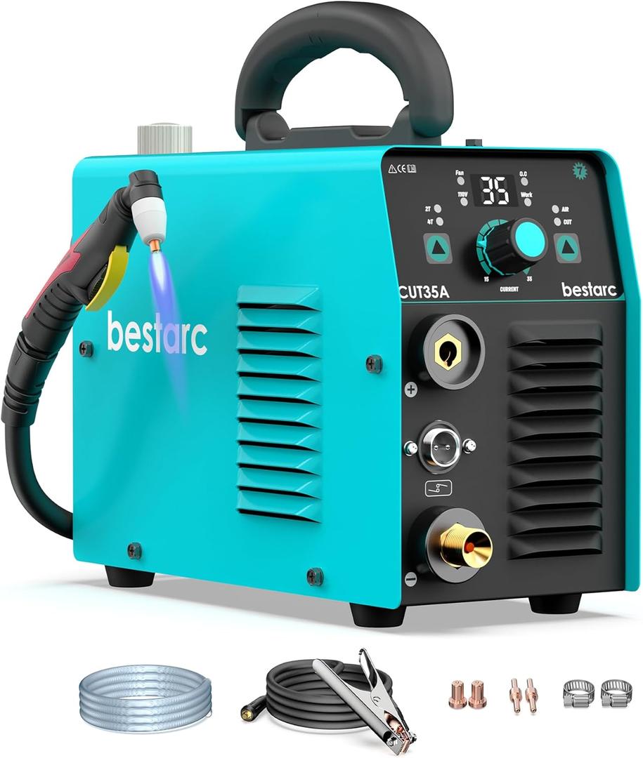 Plasma Cutter, 35Amps 110V Single Phase, IGBT Inverter bestarc Plasma Cutter Machine, 1/4" Clean Cut 1/2" Max Cut, Post Flow, 2T/4T for Beginners DIY