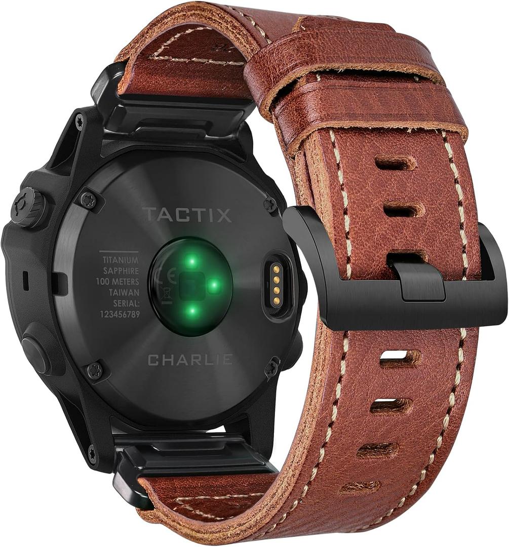 Compatible With Garmin Watch Band, Genuine Leather Watch Band, Retro Vintage Strap For fnix/Forerunner/Vivoactive/Approach/MARQ/quatix/D2 Series Tough Replacement Band