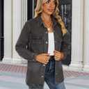 luvamia Jean Jackets for Women 2026 Fall Fashion Oversized Button Down Denim Jacket Western Shacket Jacket with Pockets (Gray, XL)