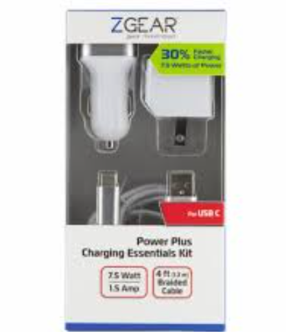 ZGear Power Plus Charging Essentials 3 Pc Kit 7.5Watt 4Ft