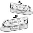 Headlights Assembly Compatible with 1998 1999 2000 2001 2002 2003 2004 Chevy Blazer,1998-2004 Chevy S10 Pickup Headlamp Chrome Housing Clear Reflector