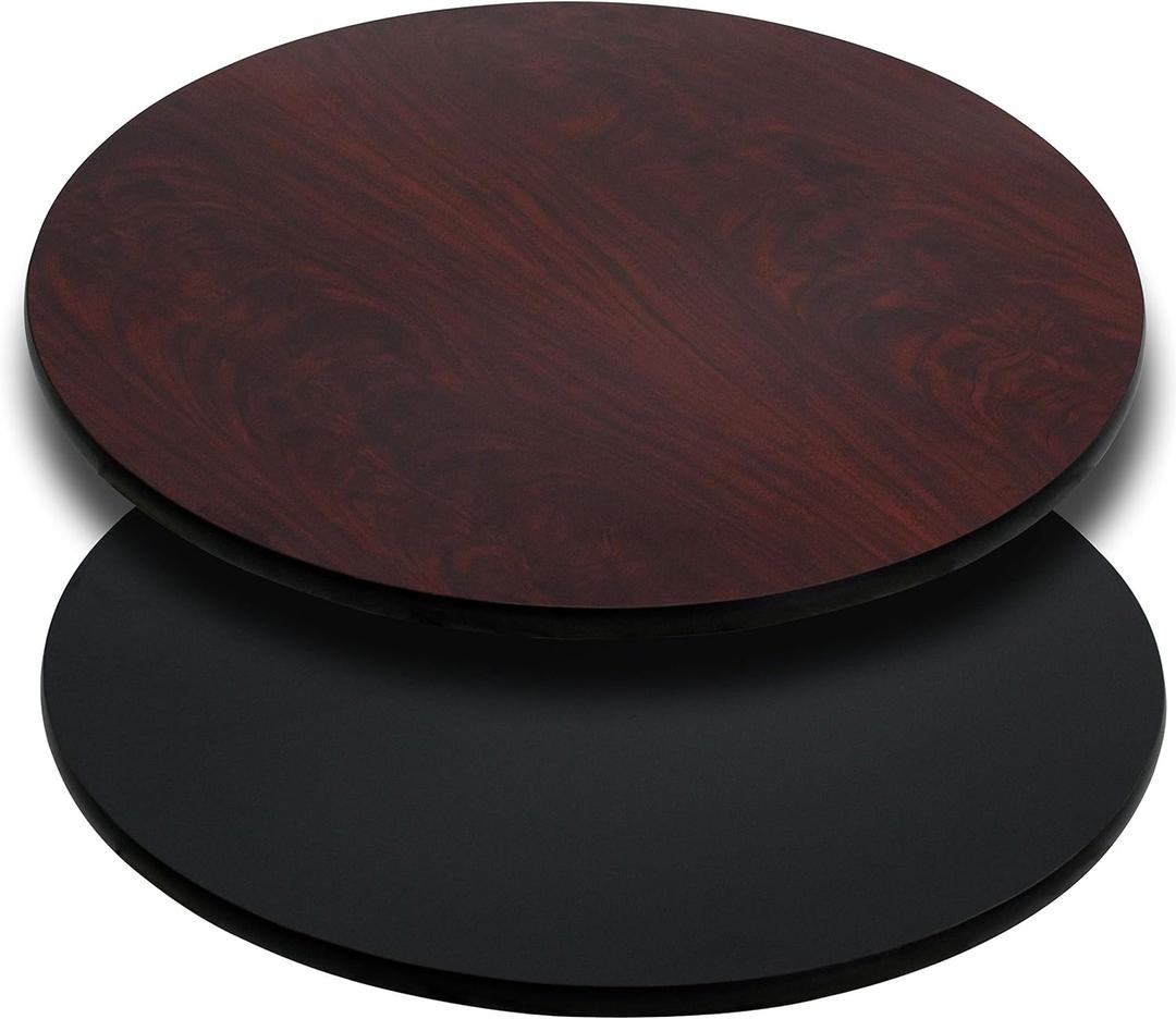 Flash Furniture Glenbrook 36'' Round Table Top with Black or Mahogany Reversible Laminate Top