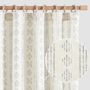 jinchan Boho Stripe Curtains for Living Room Farmhouse Linen Grey Curtains 96 Inch Length 2 Panels for Bedroom Geometric Striped Mudcloth Light Filtering Window Drapes Back Tab Gray on Flax
