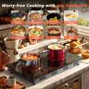 2 Burner Electric Cooktop 110v, 24 Inch Electric Stove Countertop & Built-in, Plug-in Electrics Cooktop, 8 Power Levels & 8 Functions, Touch Control, Safety Lock, Timer, 2000W, Orange