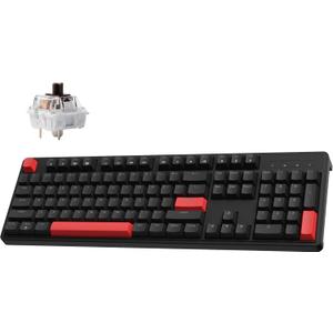 LEMOKEY X3 Wired Mechanical Gaming Keyboard, 100% Layout with QMK/VIA Programmable Keyboard, Brown Switch Red Backlit for Windows