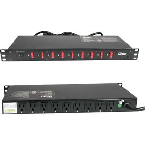 Tecmojo 9-Outlet Rack Mount Overloading Protection Circuit Breaker PDU Power Strip with Individual Switch 6ft Cord for IT and Network Racks and Cabinets