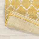 JONATHAN Y Moroccan Geometric Indoor Outdoor Runner Rug 2X10 Yellow/Cream, Ourika Textured Weave for Backyard, Patio, Porch, Easy-Cleaning, High Traffic, Pet-Friendly, Non-Shedding (SMB108G-210)