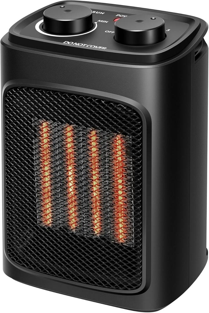 VIVOSUN 1500W Space Heater for Indoor Use, Portable Electric Heater with Adjustable Thermostat, 1500W/900W/700W/Fan Only with 4 Modes for PTC Fast Heating, Overheat & Tip-over Protection, ETL Listed