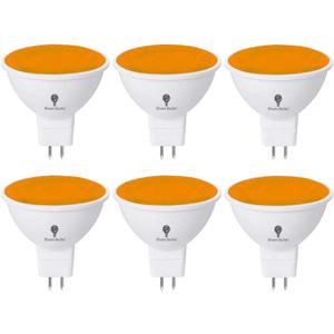BlueX 6 Pack LED MR16 Orange Bulb - 4W (40Watt Equivalent) - GU5.3 Bi-Pin Base 12V, Party Decoration, Porch, Home, Holiday Lighting, Decorative Illumination