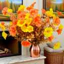 2 x Fake Fall Flowers Faux Artificial Fall Flowers for Outdoors Planters for Autumn Thanksgiving Decor (4, Fall)