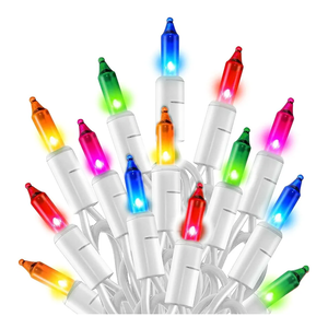 TW SHINE Christmas String Lights, 20FT 100 Count Incandescent White Wire Christmas Mini Lights, Waterproof Xmas String Lights for Outdoor Indoor Home Party Yard Decorations, Multi-Colored