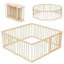 Baby Playpen, Foldable Wooden Playpen for Babies and Toddlers, Adjustable Multi-Shape Play Yard with Gate, 8 Panels Baby Fence, Indoor Play Area, Child Activity Center