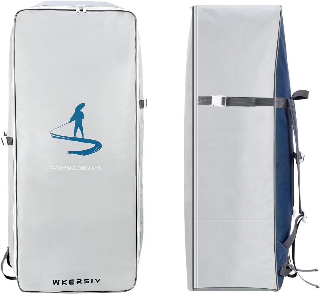 fangzi 105L Paddle Board Backpack Waterproof Large Capacity Portable Oxford Cloth SUP Surfboard Bag, White