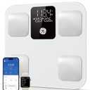 GE Smart Scale for Body Weight: Body Fat, BMI, Digital Bathroom Scale - 14 Body Composition Analyzer Health Monitor, Highly Accurate Bluetooth Weighing Scale with App 400 lb, 11 Inch (White)