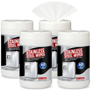 4 Pack Stainless Steel Cleaner Wipes 240 Count Stainless Steel Polish Wipes Cleaner for Kitchen Oven Refrigerator Dishwasher Microwave Cleaning and Protection