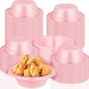 Lallisa 100 Pcs 12oz Pastel Pink Disposable Plastic Bowls for Galentine Valentines Party Dessert Cups Ice Cream Snack Salad Soup Food Serving Bowls for Easter Gender Reveals Party Favor Picnic