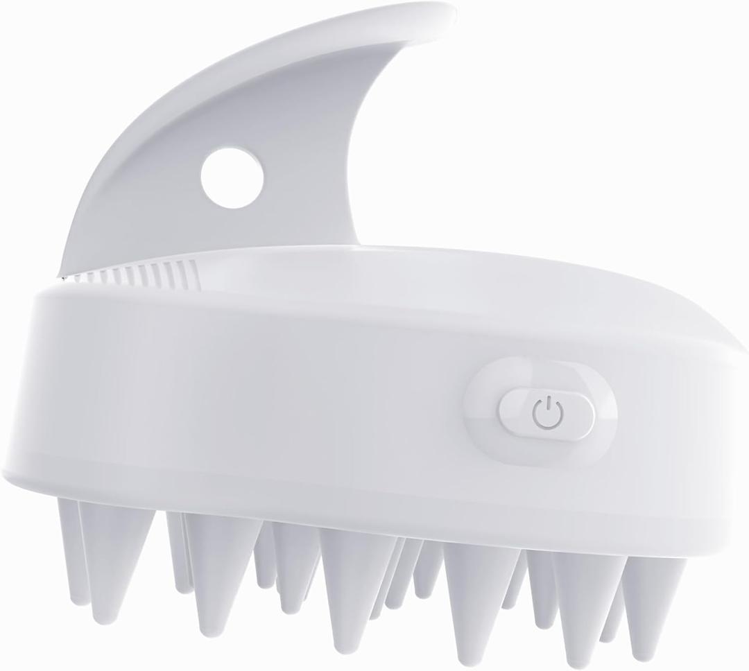 Hair Scalp Massager -Sonic Scalp Scrubber with Soft Silicone Bristles for Hair Growth & Dandruff Removal, IPX6 Waterproof Hair Shampoo Brush for Scalp Exfoliator (White)