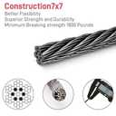 1000FT 1/8" Black Stainless Steel Cable Kit for Deck Railing, Premium T316, 7x7 Strands, 1/8" Wire Rope with Cutter, DIY Balustrades