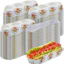 300 Pcs Hot Dog Trays, 8'' Paper Food Trays Eco Friendly, Boats Rectangular Fluted Hot Dog Tray, Disposable Food Tray Hot Dog Cart Accessories for Takeout Food