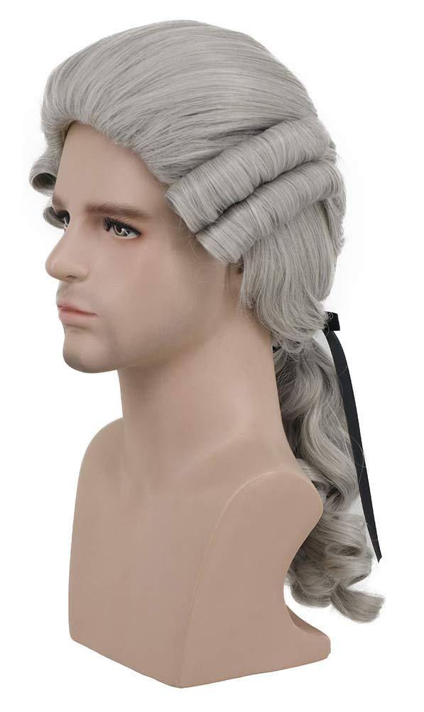 Karlery Colonial Man Long Wave Gray Wig for Halloween Costume and Anime Cosplay
