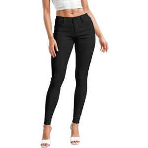 Hybrid & Company Womens Hyper Ultra Stretch Comfy Skinny Leg Work Casual Pants (Medium Short, Black)
