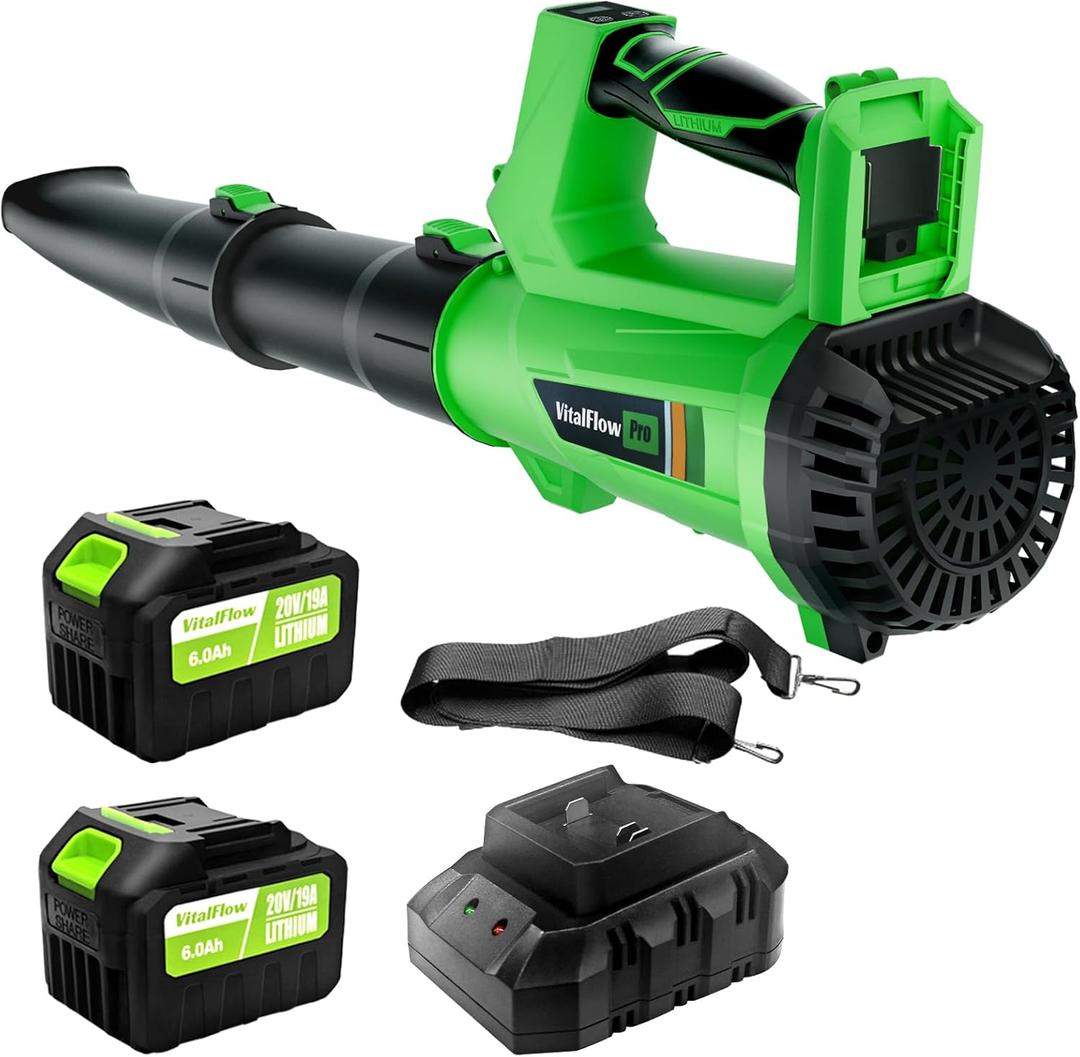Electric Leaf Blower Cordless, 540CFM/170MPH Battery Powered Leaf Blower with 2x6.0Ah Battery & Charger - Lightweight Cordless Leaf Blowers for Lawn Care, Patio Cleaning, Leaves & Dust Removal
