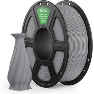 PLA PRO Filament 1.75mm, Stronger Toughness 3D Printer Filament, PLA Filament Dimensional Accuracy +/- 0.02 mm, Neatly Wound, Fits Most FDM 3D Printer, 1KG Grey