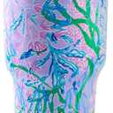 Lilly Pulitzer 30 Oz Insulated Tumbler with Lid, Large Stainless Steel Travel Cup, Double Wall Metal Tumbler (Secret Escape)