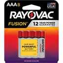 Rayovac Fusion AAA Batteries, Premium Alkaline Triple A Batteries (12 Battery Count) Red, Silver