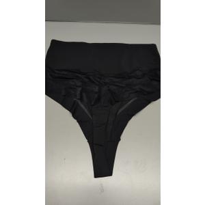 BLTIBY High Waist Triangle Thongs for Women Tummy Control Solid Color Mesh Body Shaping Briefs Comfortable Fashion Panties Black S