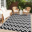 OLANLY Waterproof Outdoor Rug 5x8 ft Clearance, Reversible Outdoor Plastic Straw Rug, RV Mat, Indoor Outdoor Carpet for Patio, Camping, Balcony, Deck, Backyard, Black & White